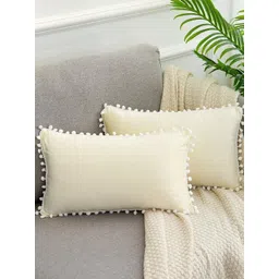 Cottonfry White 2 Pieces Jute Silk Rectangle Cushion Covers-picture-17