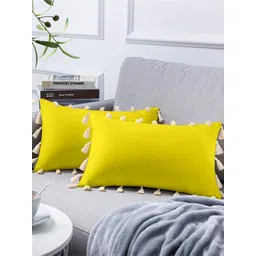Cottonfry Yellow & White 2 Pieces Pure Cotton Rectangle Cushion Covers-picture-15