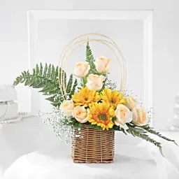Countryside Charm Gerberas N Roses Basket-picture-28