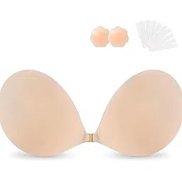 courtit's Sticky Bras Push Up Adhesive Invisible Bra Backless Strapless Bra for Women Nude (Free Size, Beige)-picture-42
