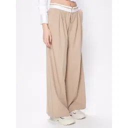 Cover Story Beige Mid Rise Regular Fit Trousers-picture-31
