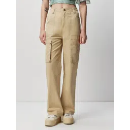 Cover Story Beige Regular Fit High Rise Cargos-picture-41