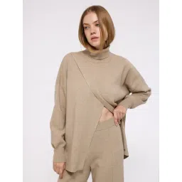 Cover Story Beige Solid Sweater-picture-39