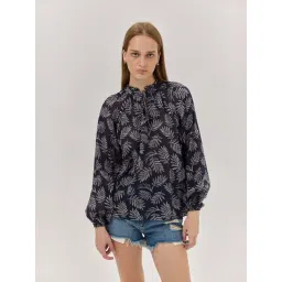 Cover Story Black Relaxed Fit Printed Top-picture-12