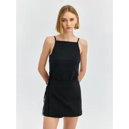 Cover Story Black Solid A-Line Dress-image-40