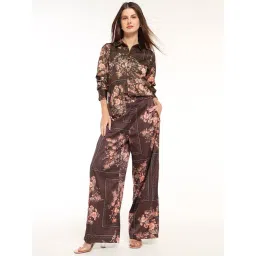 Cover Story Brown Satin Regular Fit Floral Print Shirt-picture-31