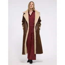Cover Story Brown Solid Long Coat image 1