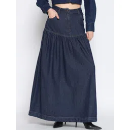 COVER STORY Denim Midi Straight Skirts-picture-52