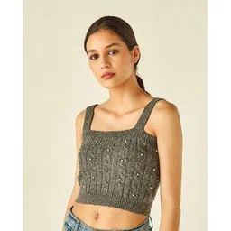 cover story Embellished Cable-Knit Crop Vest-picture-21