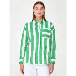 Cover Story Green & White Striped Shirt-picture-26