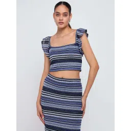 Cover Story Navy Regular Fit Striped Top-picture-30