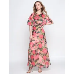 Cover Story Pink Chiffon Floral Regular Fit A-Line Dress-picture-37