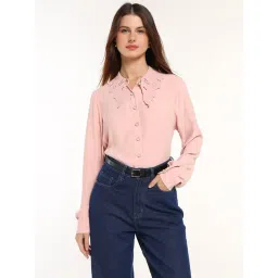 Cover Story Pink Viscose Regular Fit Solid Shirt-picture-16