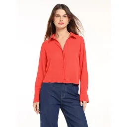 Cover Story Red Polyester Relaxed Fit Solid Shirt-picture-23