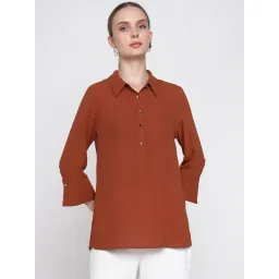 Cover Story Red Polyester Solid Regular Fit Shirt-picture-22