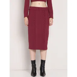 COVER STORY Self Design Pencil Knee-Length Skirts-picture-19