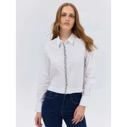 Cover Story White Cotton Regular Fit Embellished Shirt-picture-14