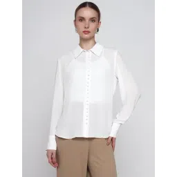 Cover Story White Polyester Solid Regular Fit Shirt-picture-25