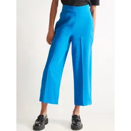COVER STORY Women Blue Mid-Rise Cropped Trousers-picture-12
