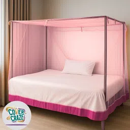 covercraze CC MonoSingle Pink without stand 4x6 feet hanging Cotton Washable Adults Mosquito Net-picture-12