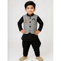 Covetus Kids-Boys Black Kurta Sets-picture-21