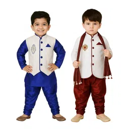 Covetus Kids-Boys Cotton Blend Solid Kurta Sets-picture-12
