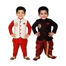 Covetus Kids-Boys Cotton Blend Solid Kurta Sets-picture-23