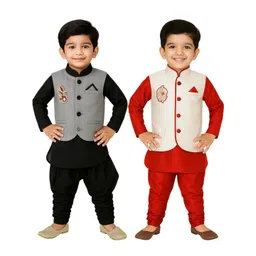 Covetus Kids-Boys Cotton Blend Solid Kurta Sets-picture-18