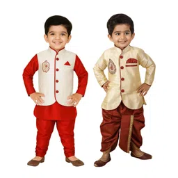 Covetus Kids-Boys Cotton Blend Solid Kurta Sets-picture-11