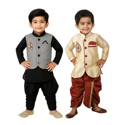 Covetus Kids-Boys Cotton Blend Solid Kurta Sets image 1