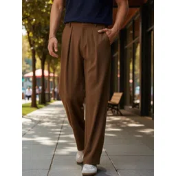 COVZ Men Smart Loose Fit Easy Wash Pleated Trousers-picture-23