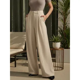 COVZ Women Smart Loose Fit High-Rise Easy Wash Pleated Trousers-picture-41