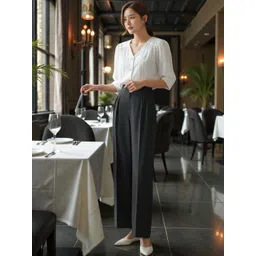 COVZ Women Smart Loose Fit High-Rise Easy Wash Pleated Trousers-picture-27