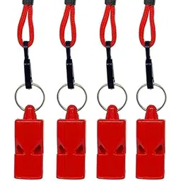 Cox 50 Football Whistle Sports and Training Pea Less Whistles with Lanyard- Used by Professionals (Pack of 3)-Red-picture-30