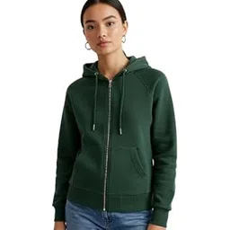 Women's Cotton Fleece Stylish Hoodies | Full Sleeve Solid Zipper Hooded | Side Pockets| Casual Lightweight Winter Wear Sweatshirt for Women-image-36