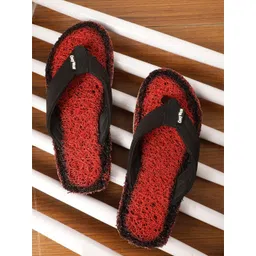 Cozy Wear Men Red & Black Textured Synthetic One Toe Slip-On Flip Flops-picture-40