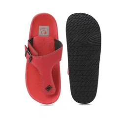 Cozy Wear Men Red Solid Synthetic Open Toe Flip Flops With Buckles-picture-36