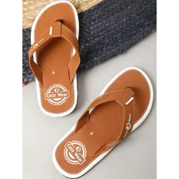 Cozy Wear Men Tan & White Synthetic One Toe Slip-On Flip Flops-picture-38