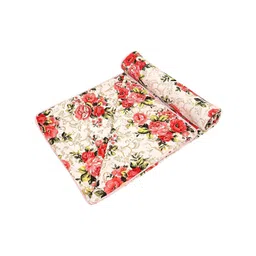 COZYEXPORTS White & Red Floral 200 GSM AC Room Cotton Single Bed Dohar image 3