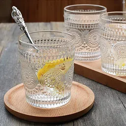 (Pack of 6) Royal Look Rajwadi Style Golden Rim Whiskey Glasses Set Of 6, 350 Ml Glass Set Water/Juice Glass-image-2