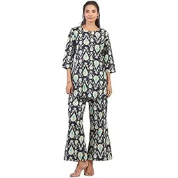 crafiqa Blue Flora Cotton Co-ord Set for Women-picture-56
