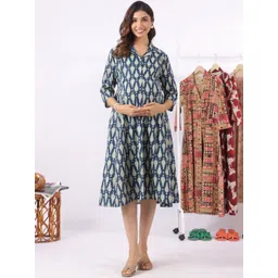 CRAFIQA Ethnic Motifs Print Maternity A-Line Midi Dress-picture-27