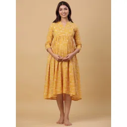 CRAFIQA Ethnic Motifs Print Maternity Midi Nightdress-picture-15