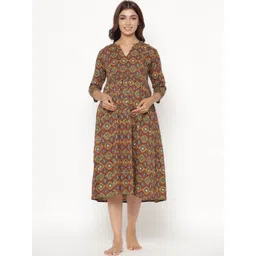 CRAFIQA Ethnic Motifs Print Maternity Midi Nightdress-picture-18