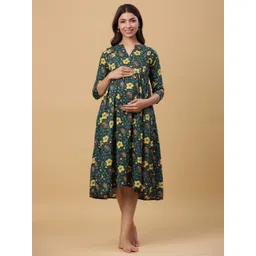 CRAFIQA Ethnic Motifs Print Maternity Midi Nightdress-picture-16
