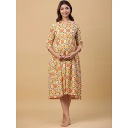 CRAFIQA Ethnic Motifs Print Maternity Midi Nightdress-picture-20