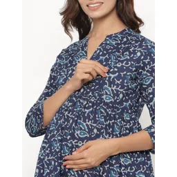 CRAFIQA Etnic Motifs Print Maternity Midi Nightdress image 4