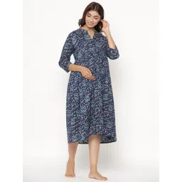 CRAFIQA Etnic Motifs Print Maternity Midi Nightdress image 2