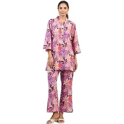 crafiqa Flamingo Flora Cotton Co-ord Set for Women-picture-55