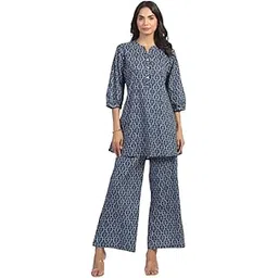 crafiqa Indigo Elegance Cotton Co-ord Set for Women-picture-52